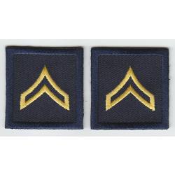 CPL Corporal GOLD on NAVY BLUE collar patches 1 3/8"